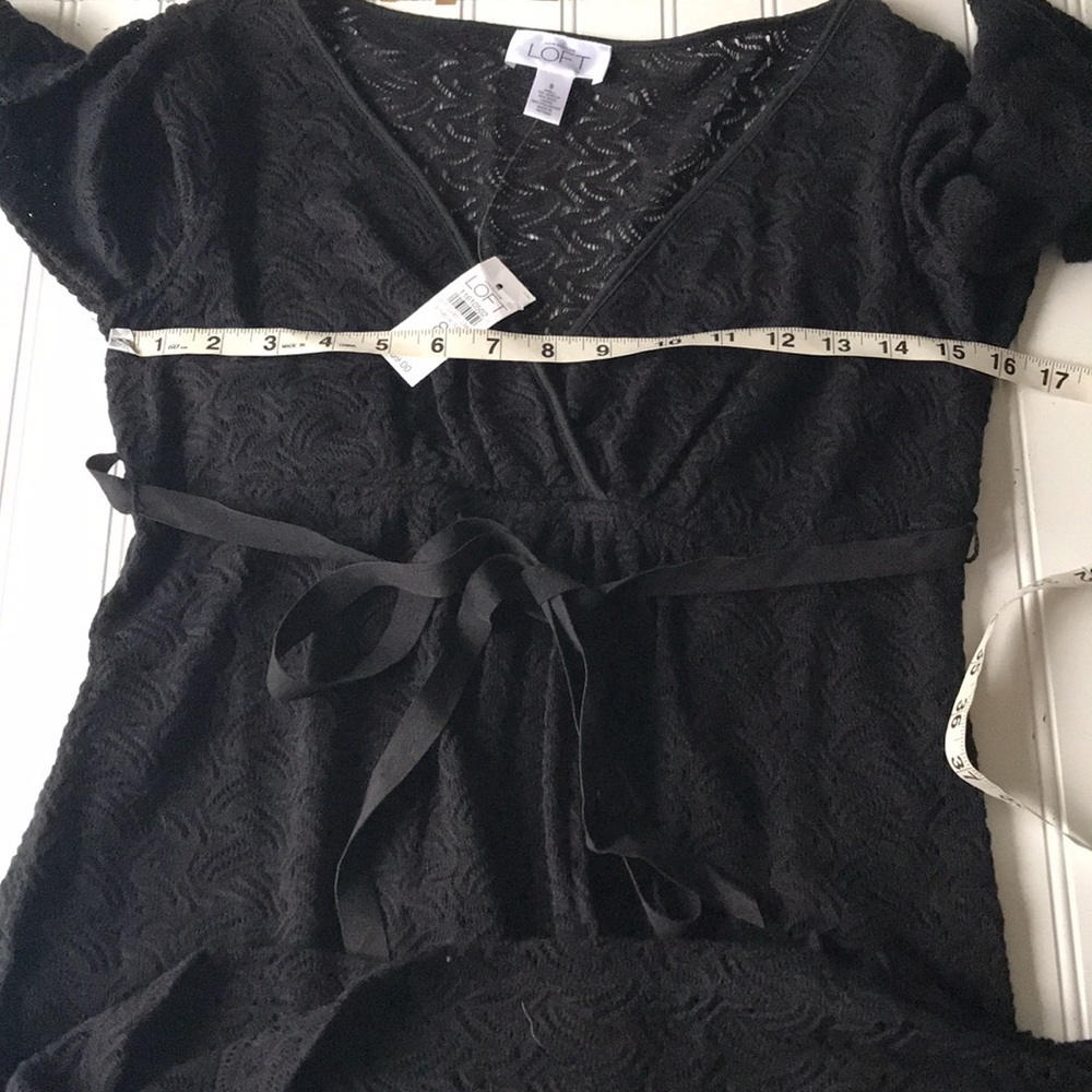 Loft crossover tie waist black lace dress NWT - Picture 3 of 10